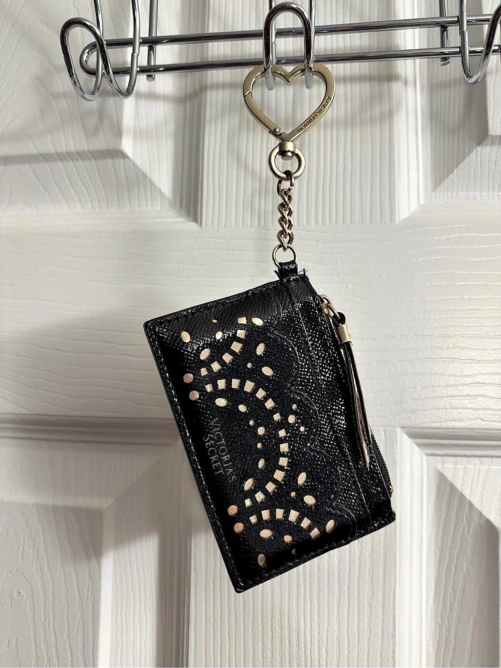 Victoria's Secret Classic Card Case Keychain Black & Gold